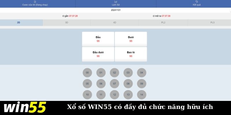 Xổ số WIN55 thiết lập chức năng hữu ích trên web 